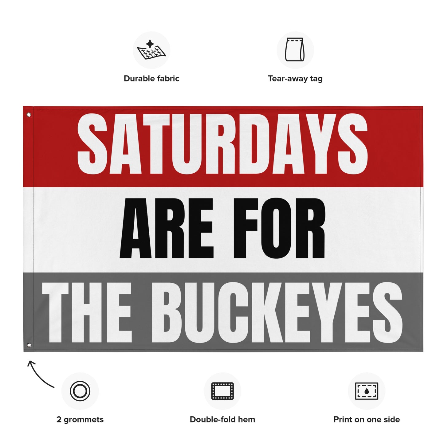 Large Buckeyes Banner, Saturdays are for the Buckeyes Tapestry, Dorm, University Tailgate Flag Gift for Him