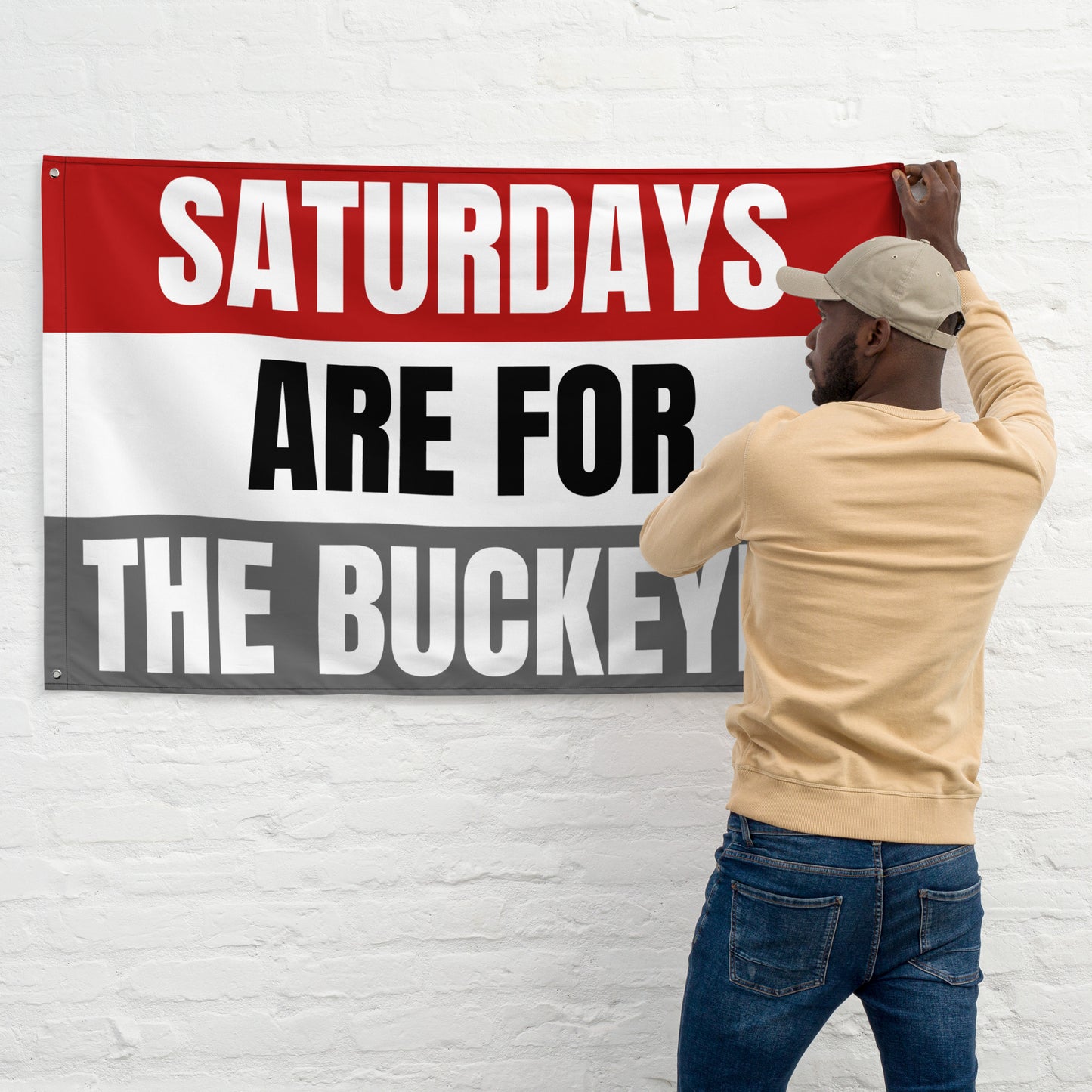 Large Buckeyes Banner, Saturdays are for the Buckeyes Tapestry, Dorm, University Tailgate Flag Gift for Him