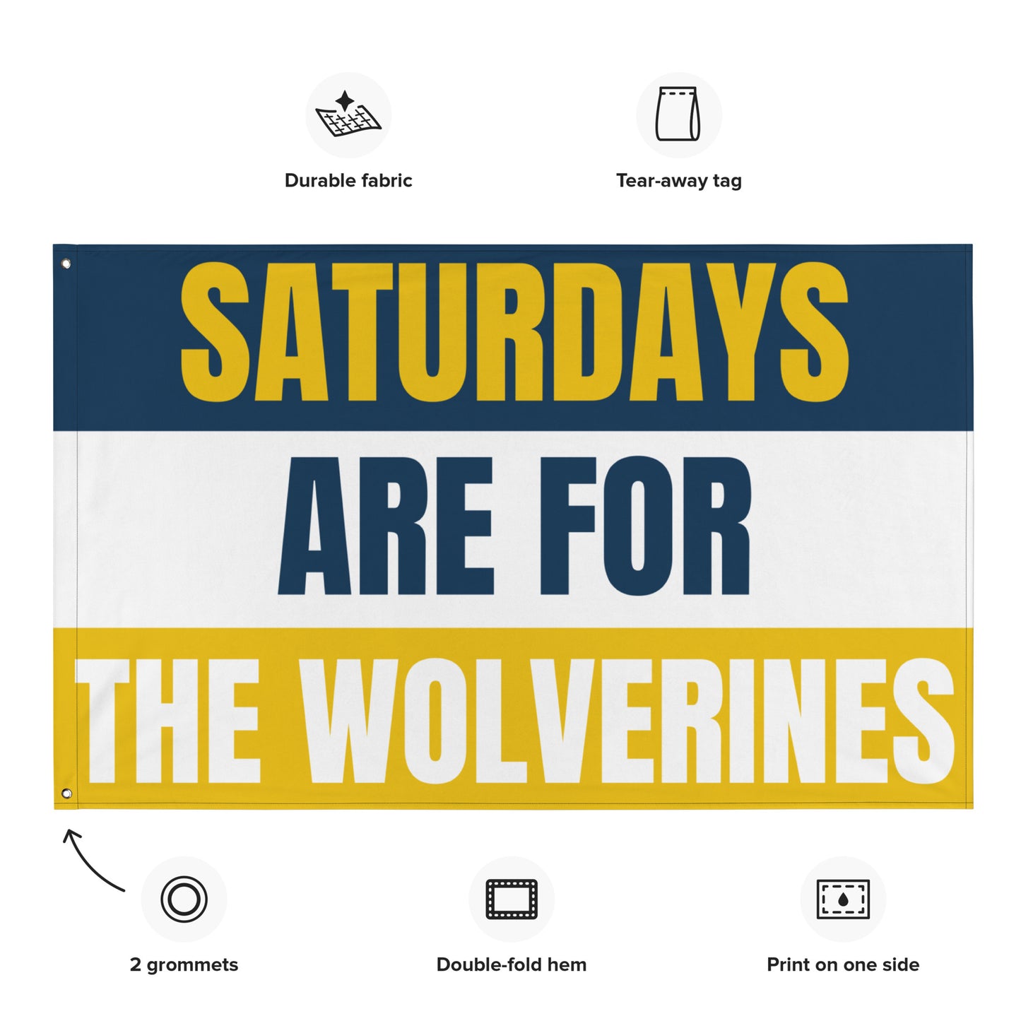 Large Michigan Banner, Saturdays are for the Wolverines Tapestry, Dorm, Tailgate Flag, Gift for Him