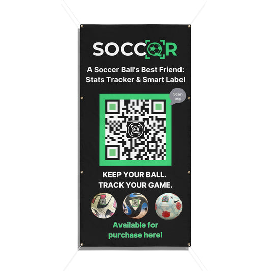 SoccQR Banner - Soccer QR Labels for Your Soccer Ball