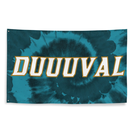 Duuuval Flag Tie Dye Teal, DTWD Flag ,Jags Flag, Jacksonville Jags flag, Gifts for Him, Dorm, Duval, Gifts for Jags Fans
