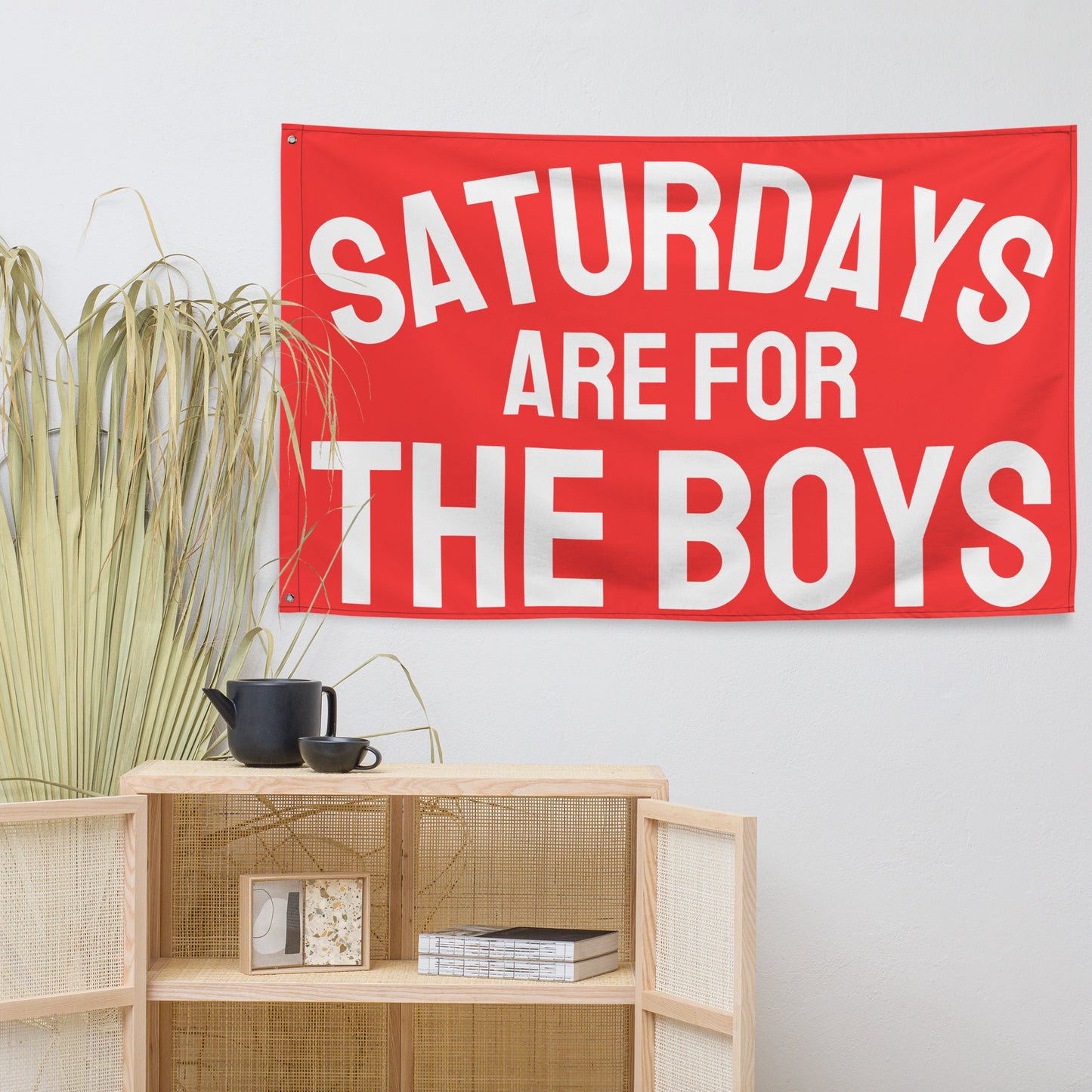 Saturdays are for the Boys, Red Flag Banner | Gift for Him, Dorm, College, Tailgate, Decoration