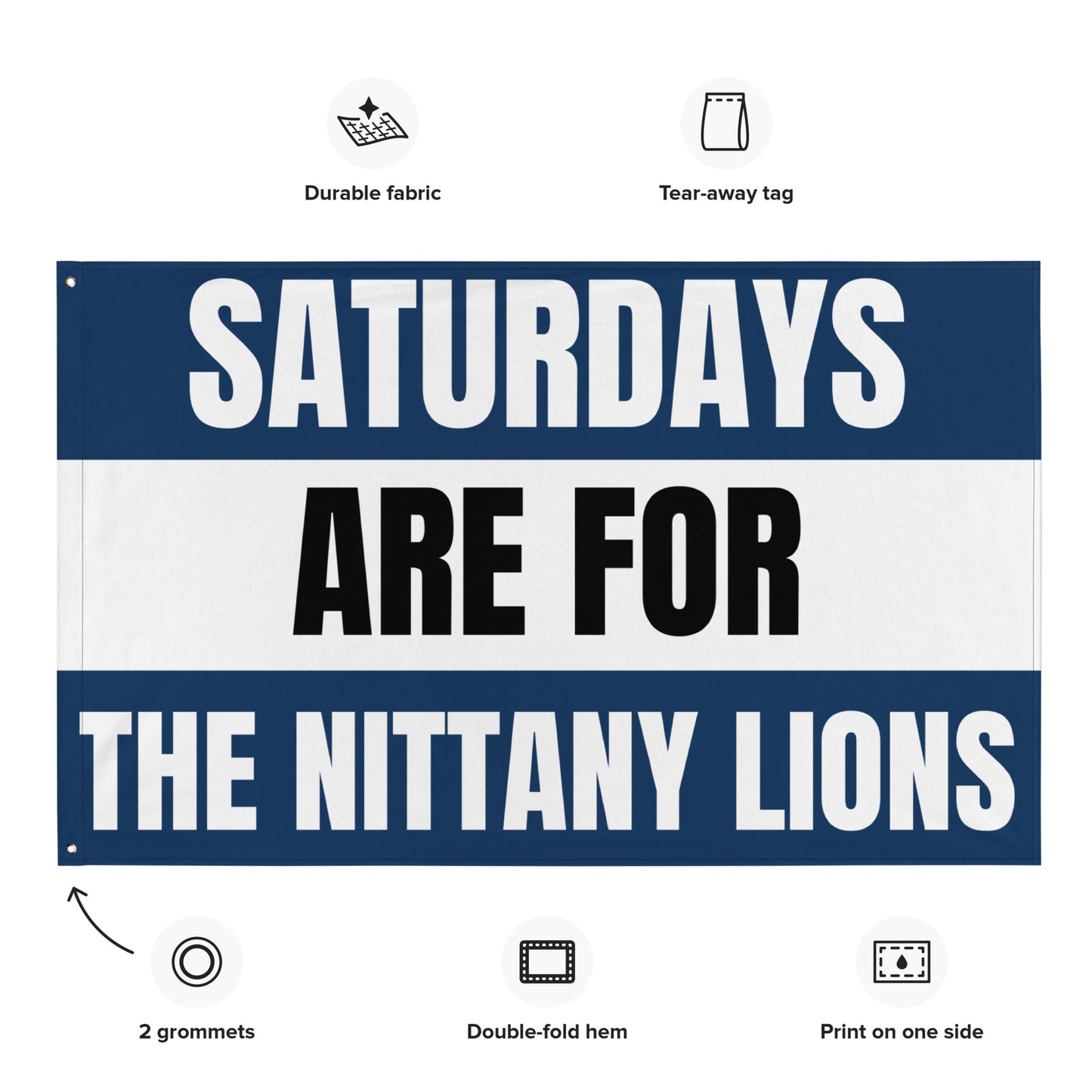 Large Penn State University PSU Banner, Saturdays are for the Nittany Lions Tapestry, Dorm, Tailgate Flag, Gift for Him.