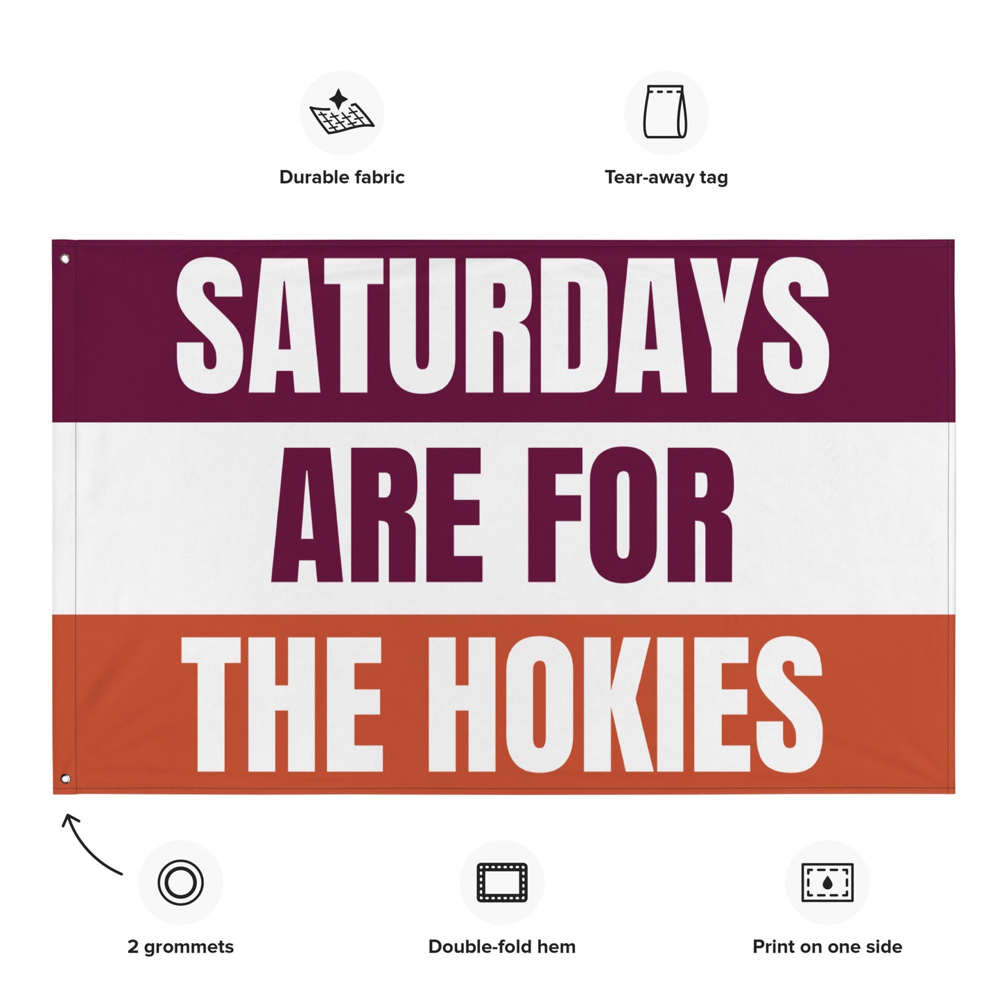 Large Banner, Saturdays are for the Hokies Tapestry, Dorm, Tailgate Flag, Gift for Him