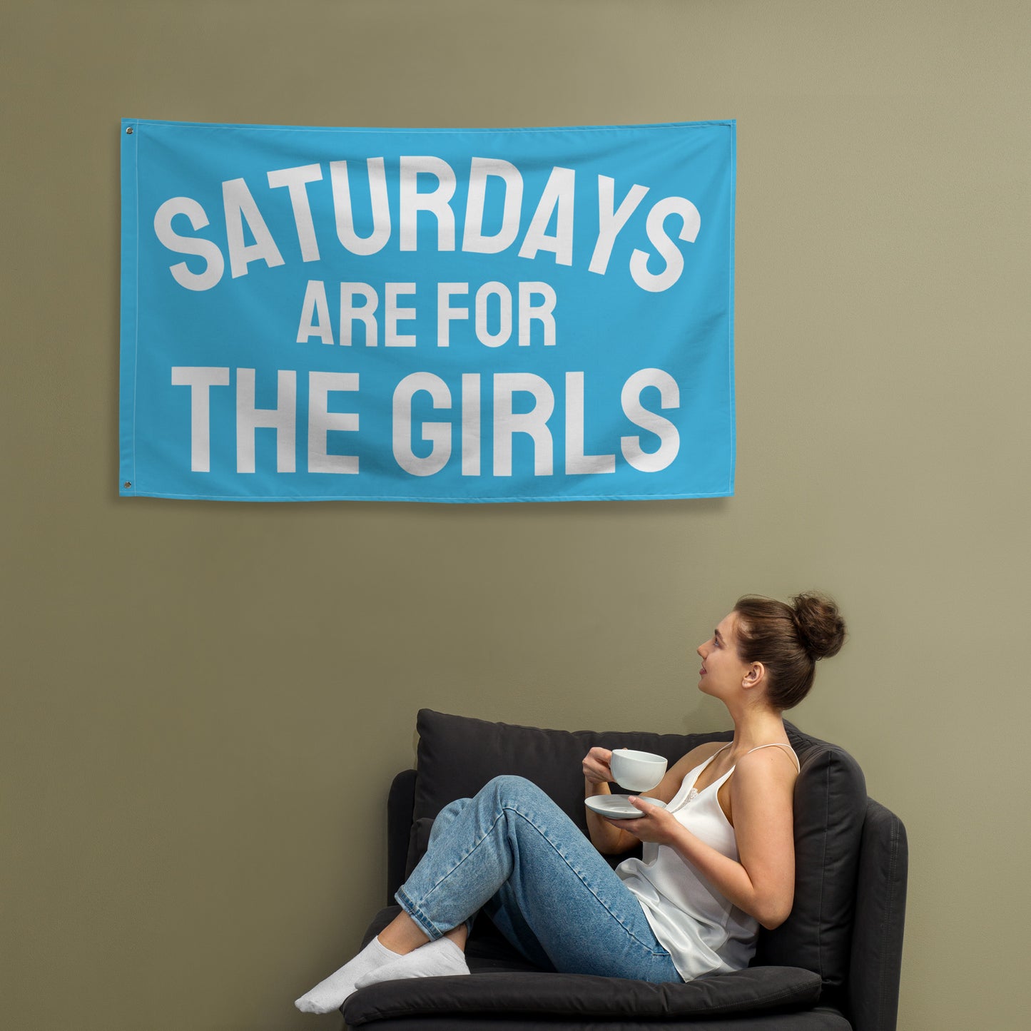 Saturdays are for the Girls, Blue, Funny Tapestry, College Funny Tapestry, Dorm Tapestry, Tapestry For Girls, Dorm Decor, Apartment Decor